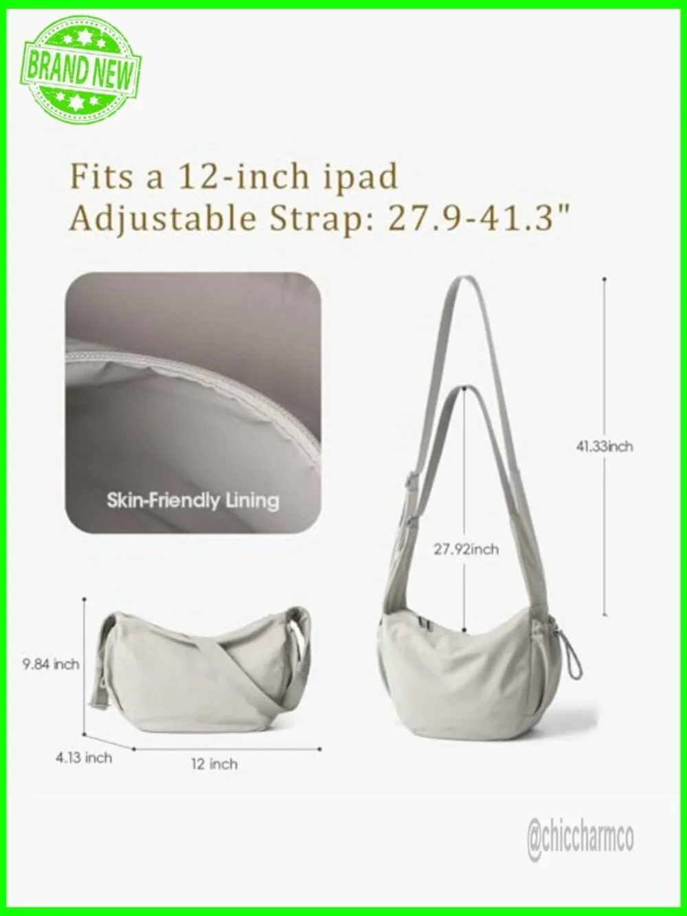 Large Waterproof Nylon Crossbody Bag Anti-Theft Hobo Purse Travel Daily